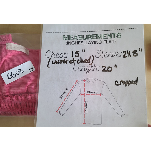 Altar’d State Milkmaid Square Neck‎ Thermal Top SZ Medium Smocked Pink Cropped - Picture 8 of 8